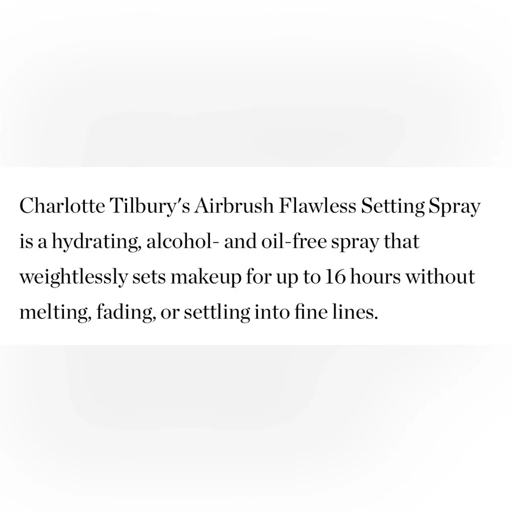 ONLY 1! Charlotte Tilbury Airbrush Flawless Setting Spray JUMBO NEW